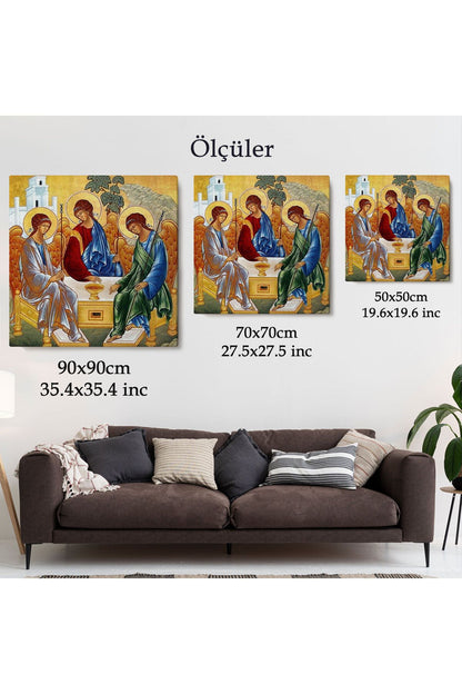 Andrei Rublev Tarafından Kutsal Üçleme Kanvas Tablo, Hristiyan Kilise Hediyesi-5327