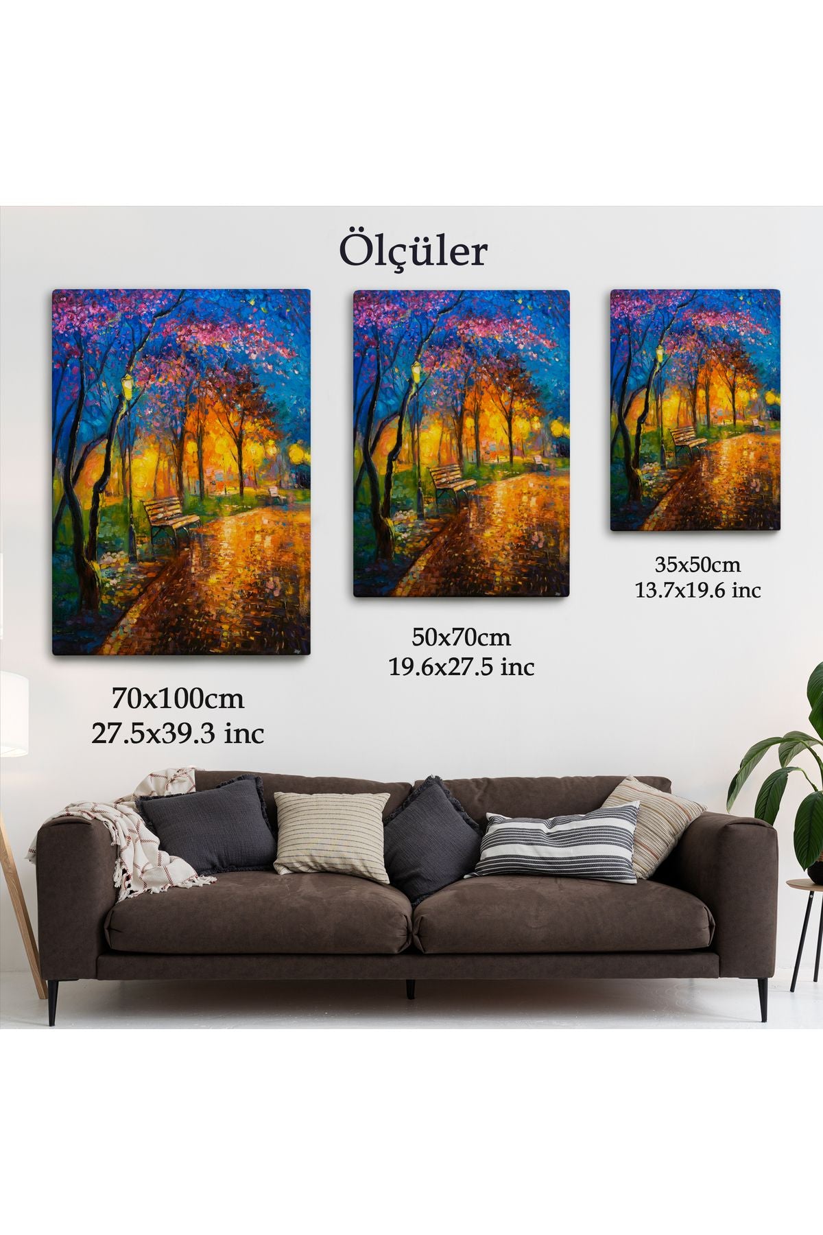 Moskova Parkta Gece Manzarası Kanvas Tablo-5986