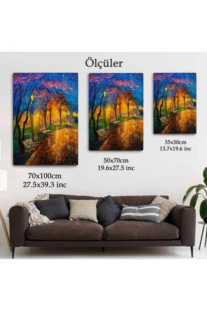 Moskova Parkta Gece Manzarası Kanvas Tablo-5986