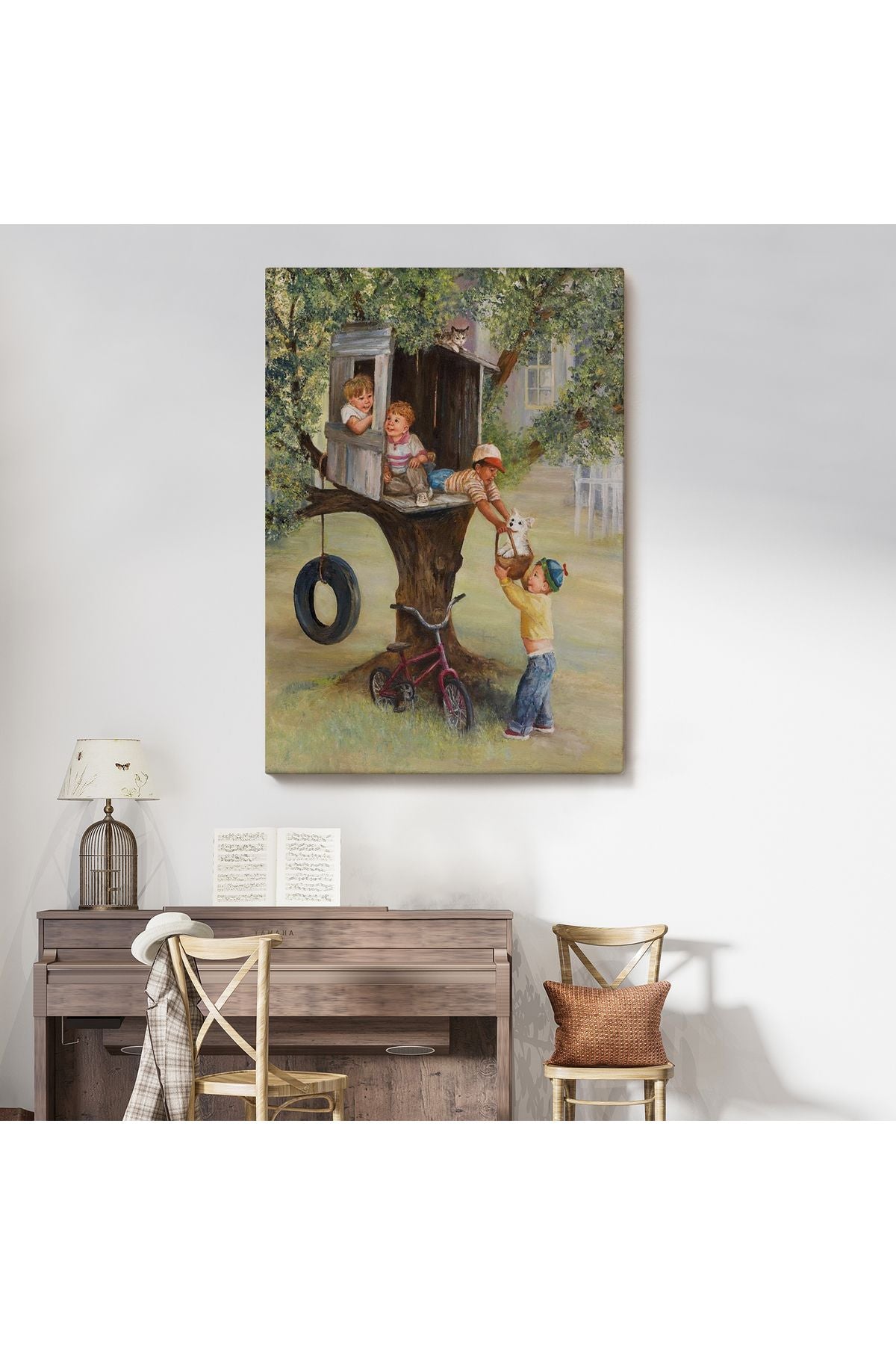 Dianne Dengel Ağaç Ev'de Oynayan Çocuklar Tablosu-6262