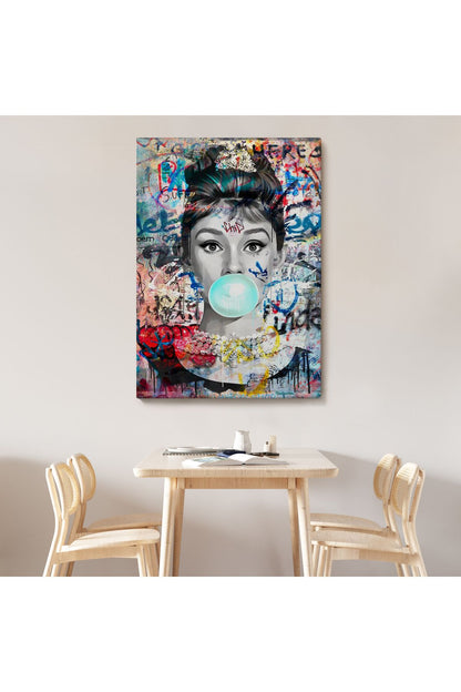 Audrey Hepburn Graffiti Pop Art Duvar Tablosu-6470