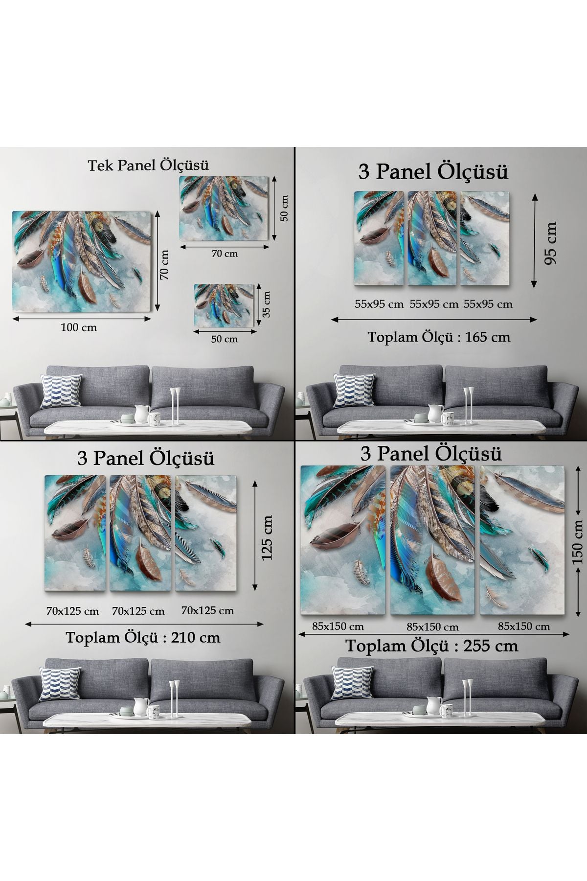 DB Kuş Tüyü Dekoratif Kanvas Duvar Tablosu -3423