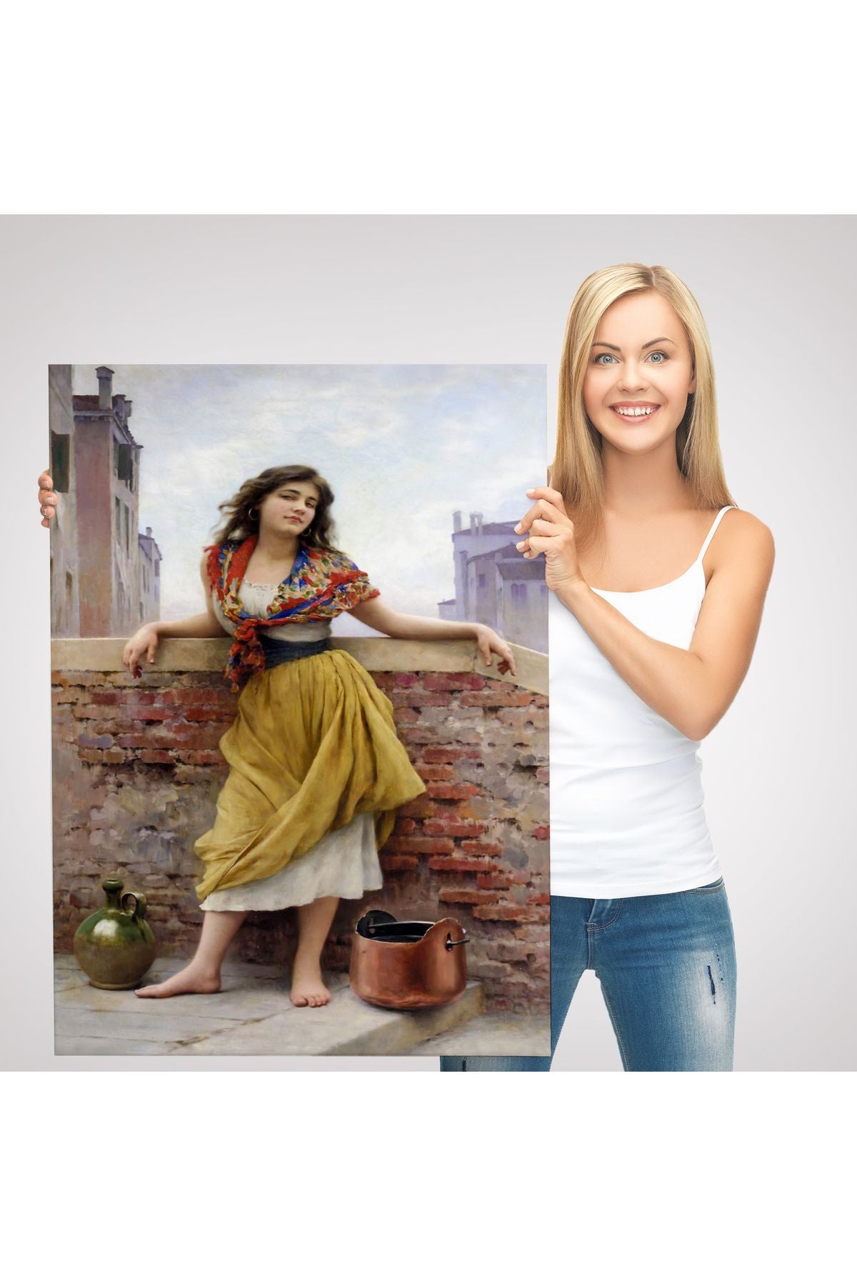 The Watercarrier Eugene de Blaas Su Taşıyan Kız Tablosu-6435