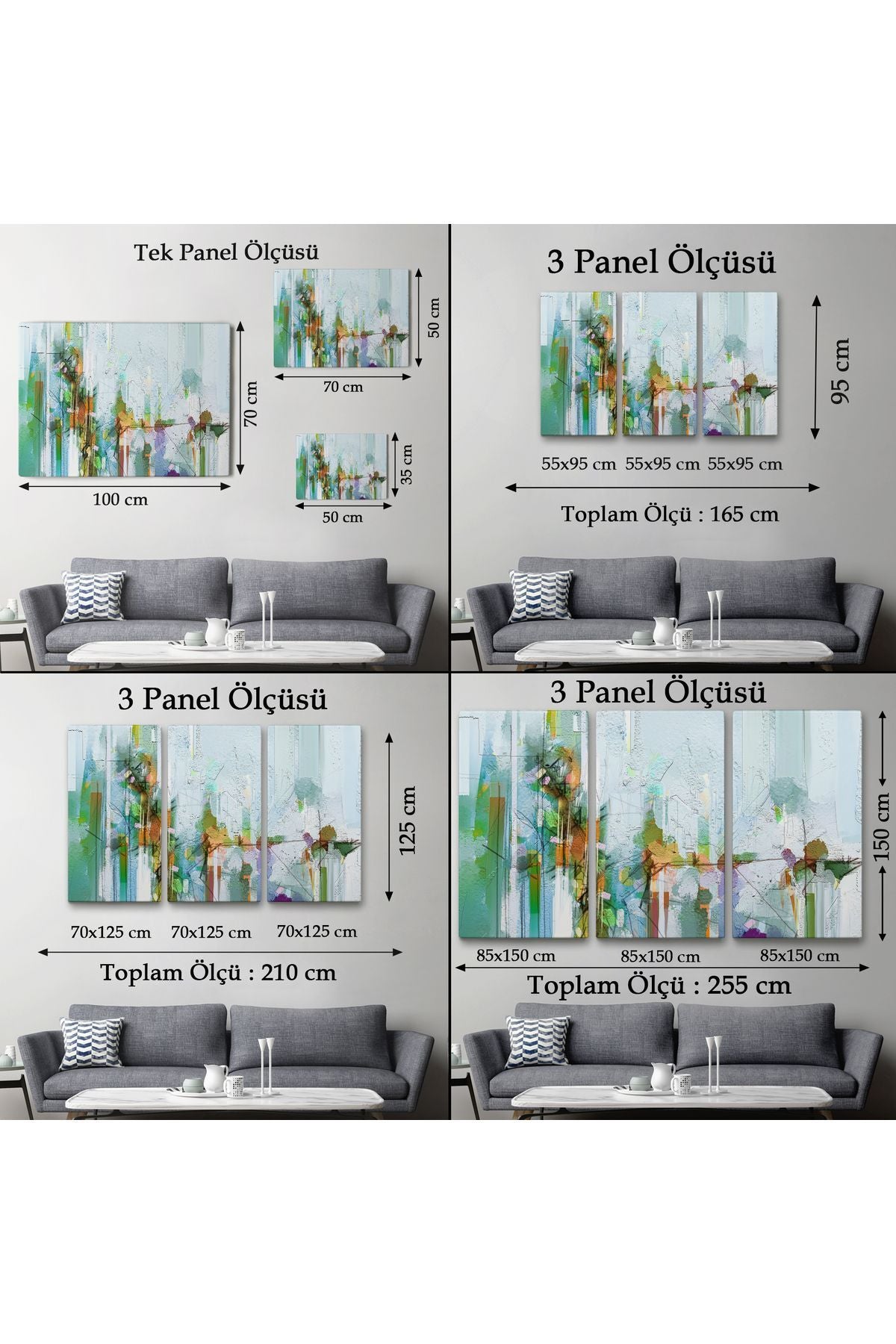 Modern Soyut Tarz Çiçekler Yağlıboya Görünüm Dekoratif Kanvas Duvar Tablosu-3709