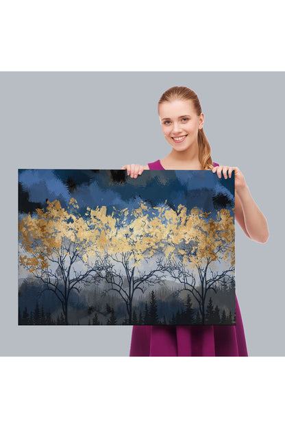 Geceyarısı Orman Manzarazı Yağlıboya Görünüm Dekoratif Tablo-3722