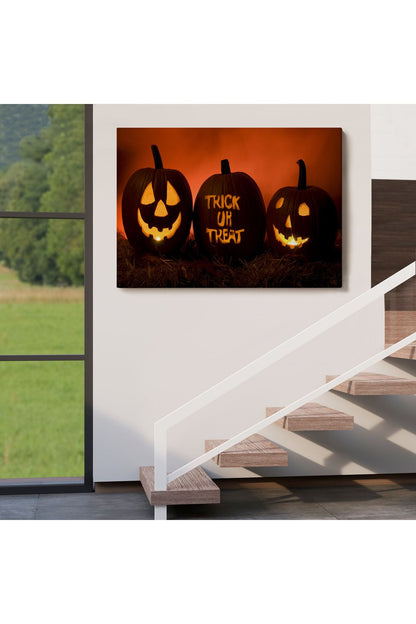 Cadılar Bayramı Korkunç Kabak Kanvas Dekoratif Duvar Tablosu-5201