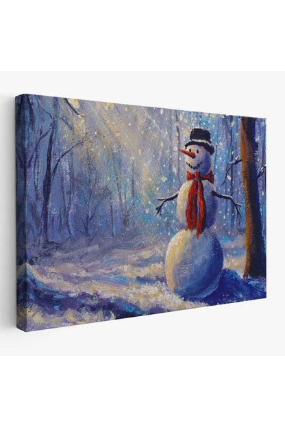 YB Ormanında Güneş Işınlarıyla Aydınlatılan Kardanadam Tablosu-1239