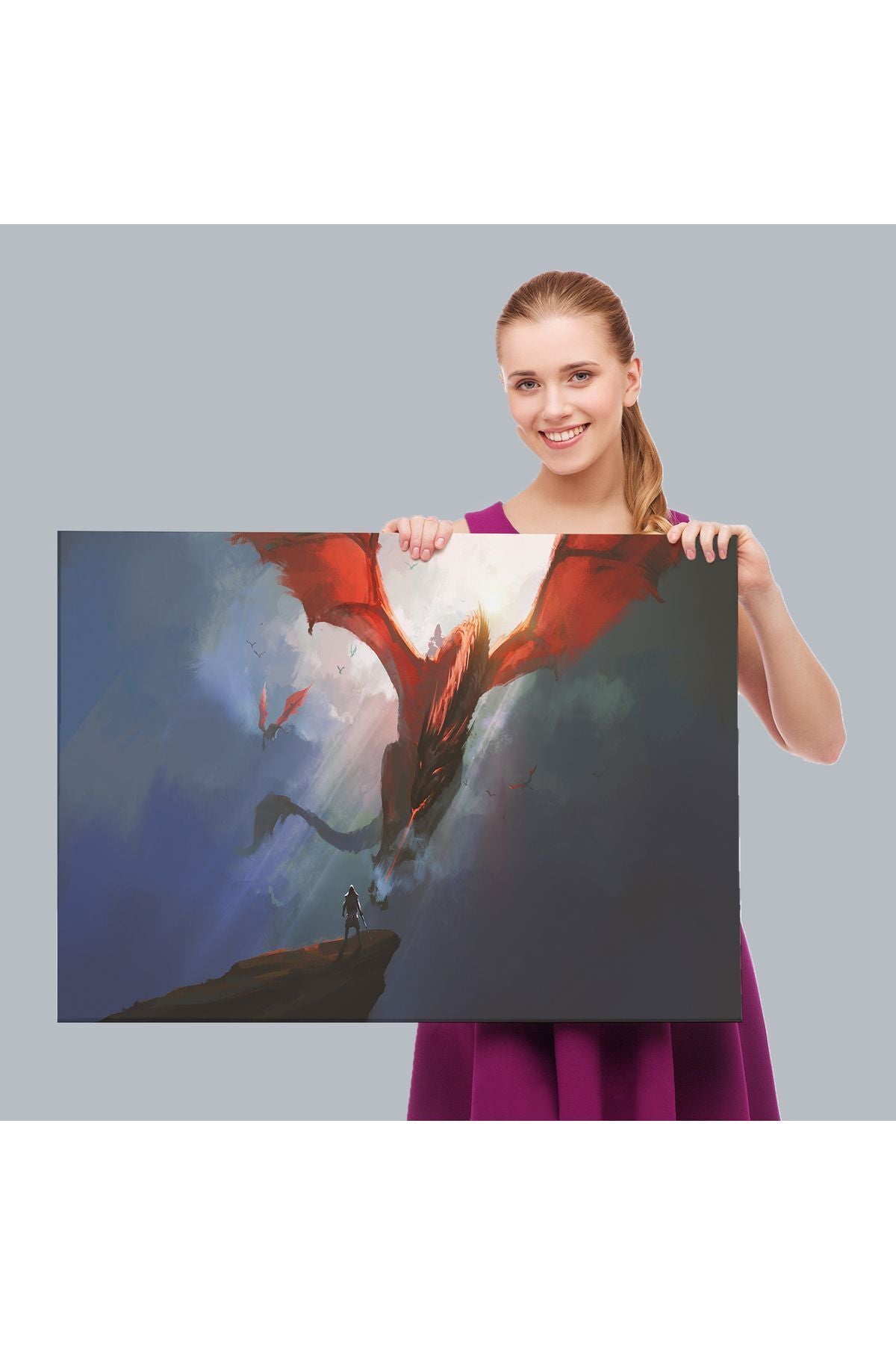 Ejderhanın Kaşındaki Savaşçı Kanvas Tablo-5083