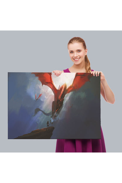 Ejderhanın Kaşındaki Savaşçı Kanvas Tablo-5083