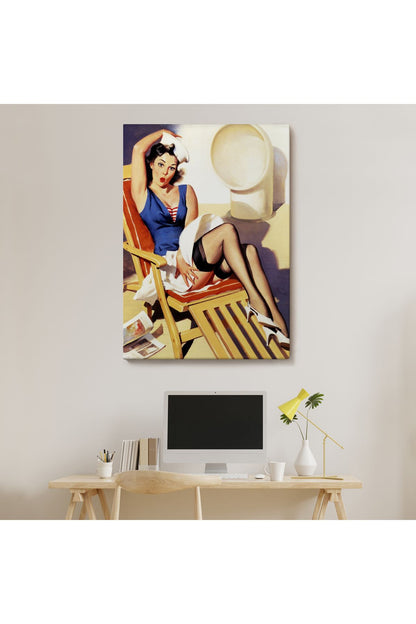 Sailor Pin Up Dekoratif Duvar Tablosu - Denizci Kız-6459