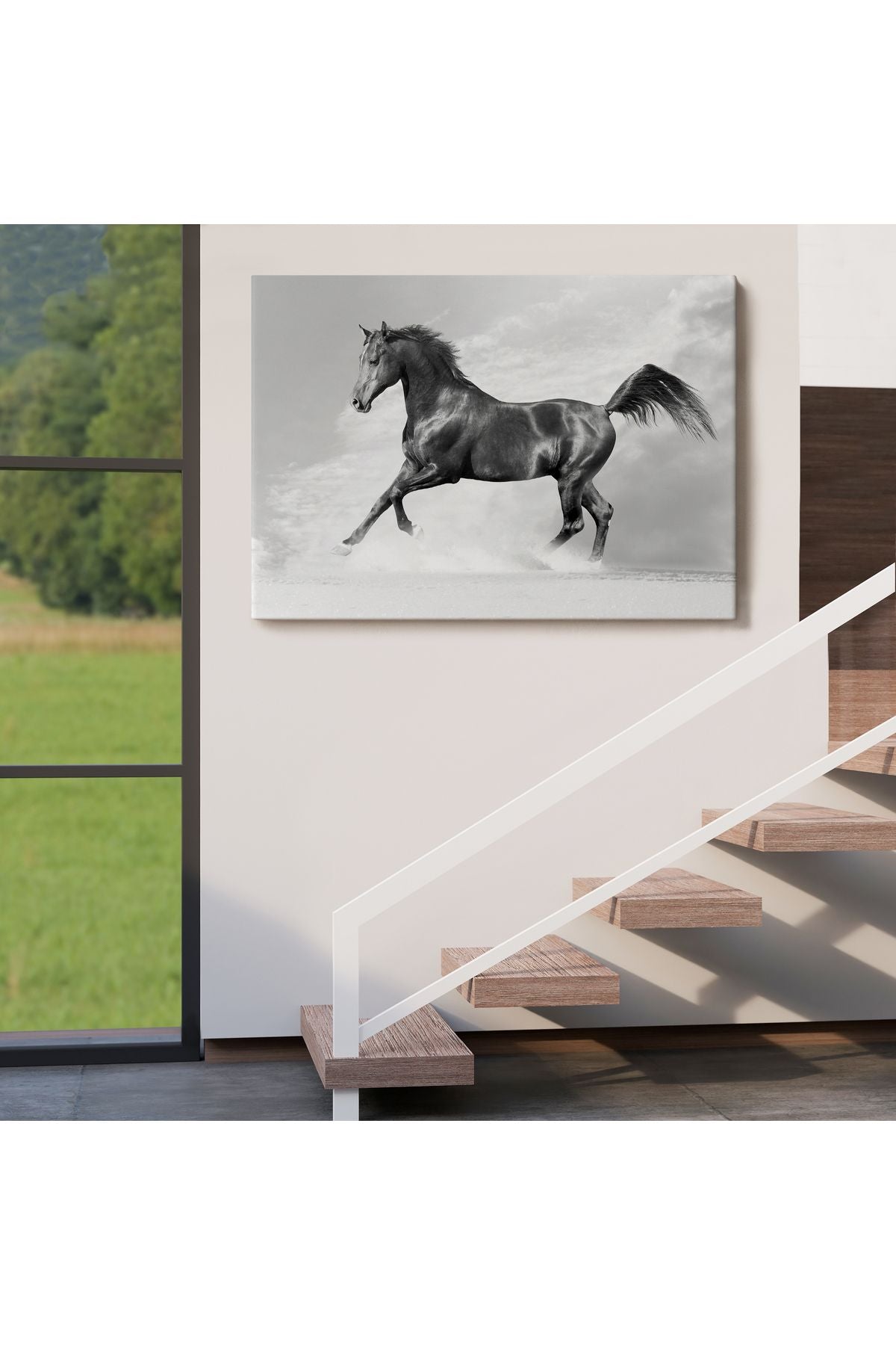 Dekoratif Kanvas Tablo, Duvar Tablosu-Asil Siyah At 6623