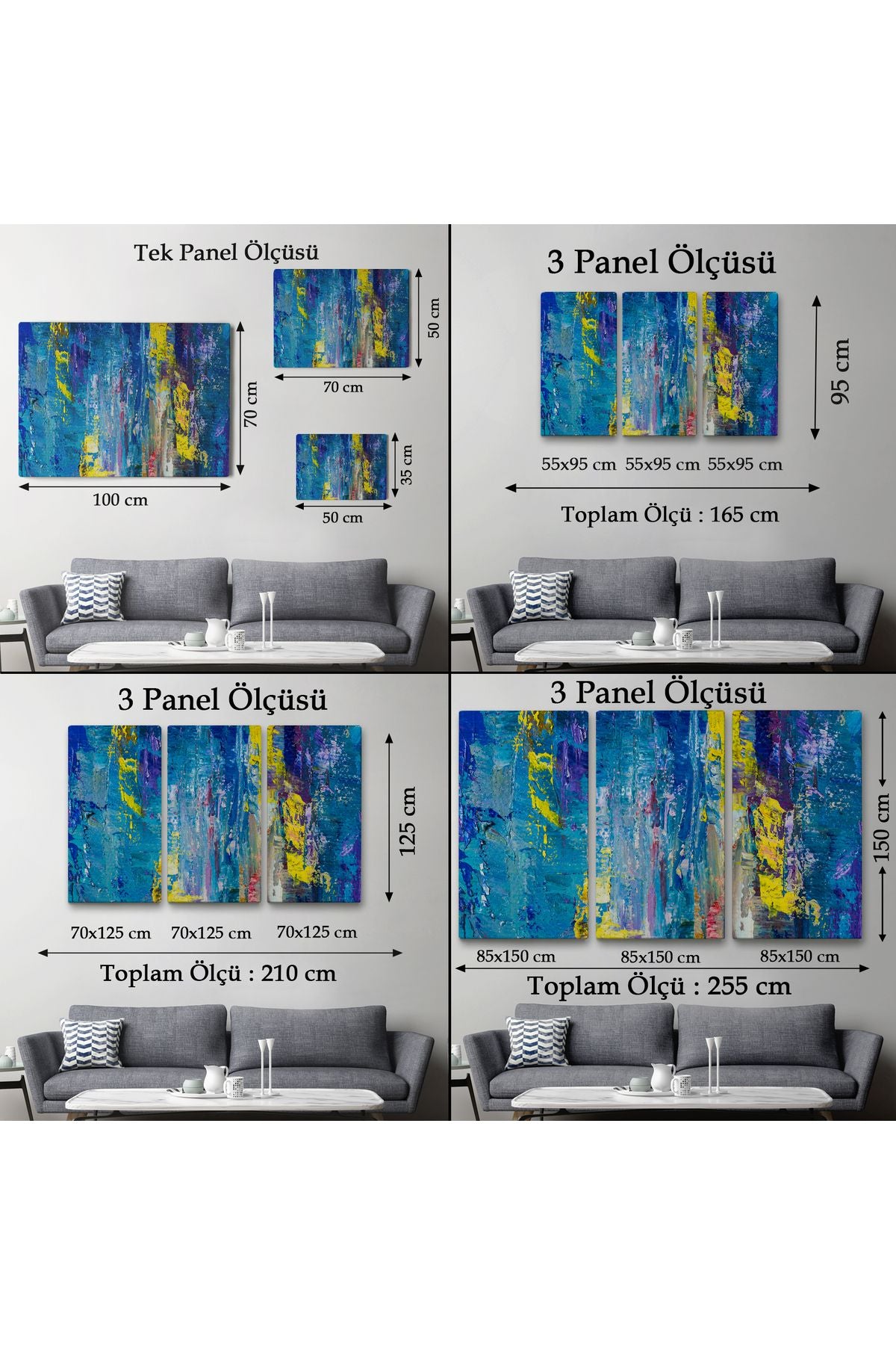 Soyut Yağlıboya Görünüm Dekoratif Kanvas Duvar Tablosu-3717