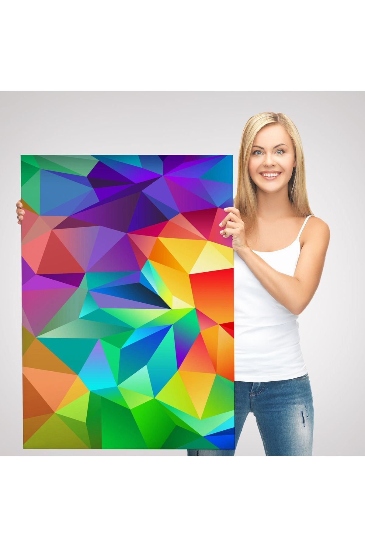 Renkli Geometrik Şekiller Çok Renkli Soyut Kanvas Tablo-5250