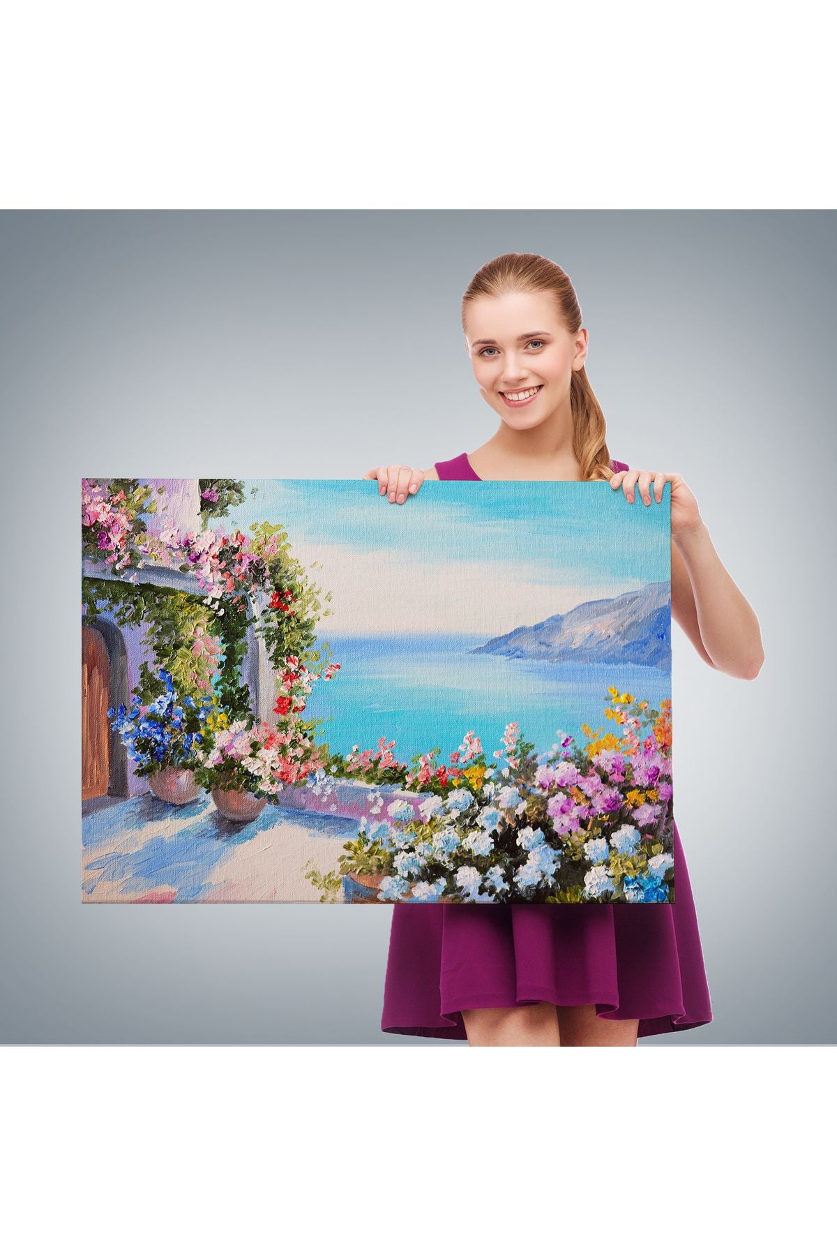 Deniz Manzaralı Güzel Ev Dekoratif Kanvas Duvar Tablosu-3439