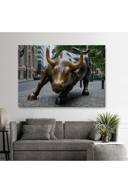 New York Boğa Heykeli Kanvas Tablo / Charging Bull-5160