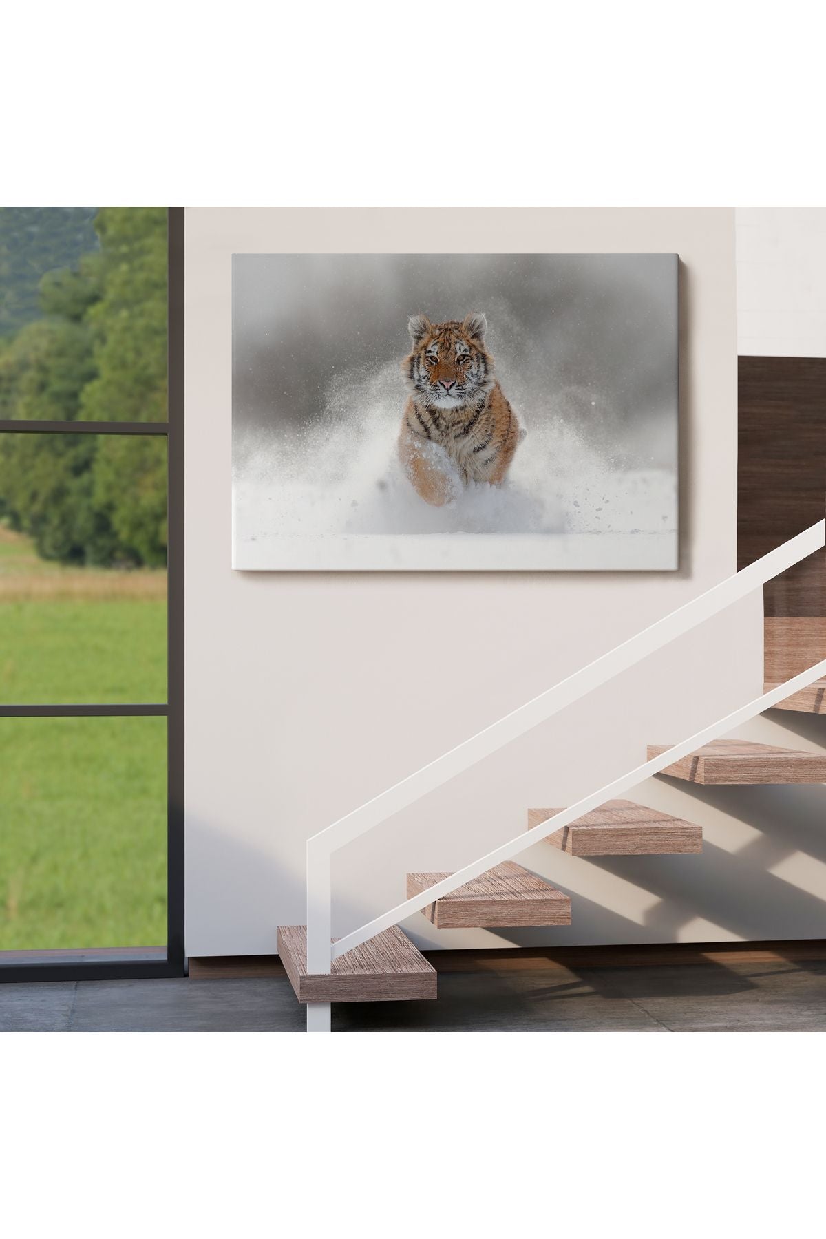 Karda Koşan Yavru Kaplan Dekoratif Kanvas Tablo 1135