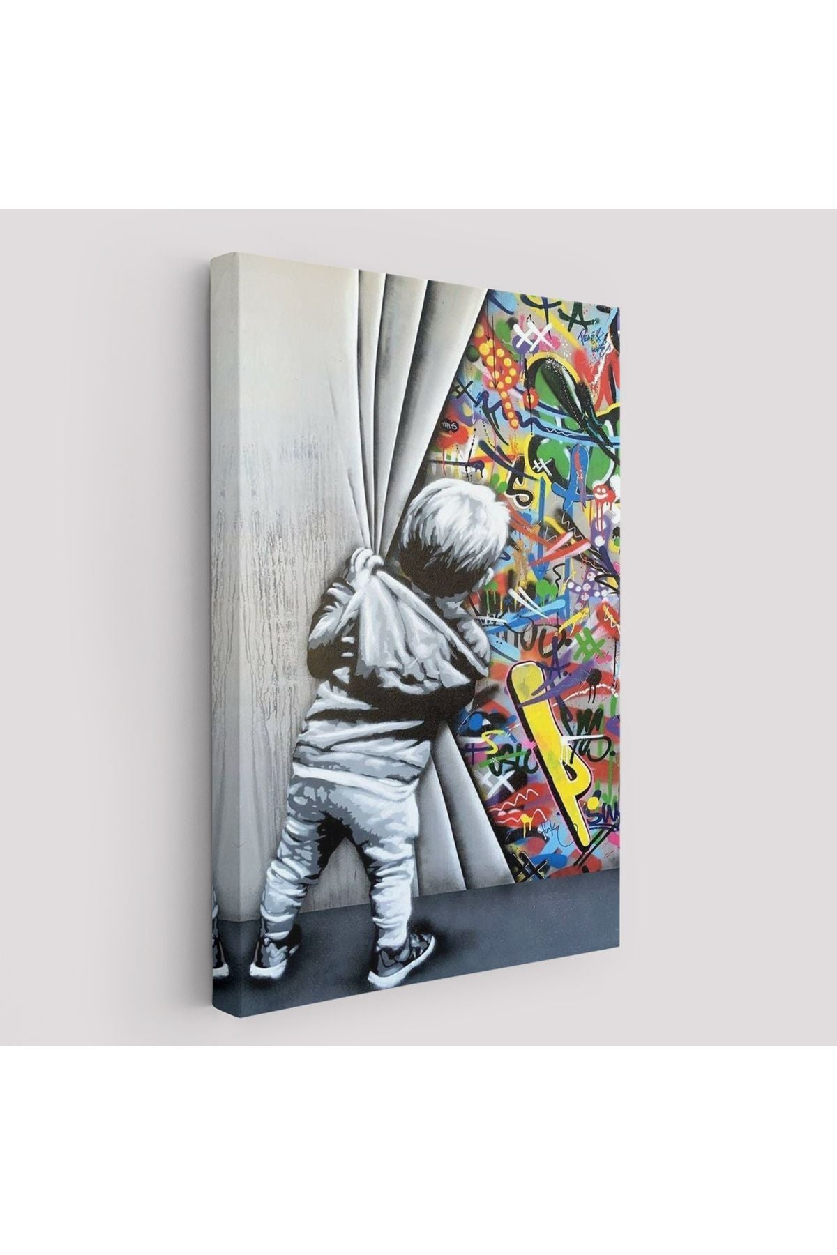 Dekoratif Kanvas Tablo-Sokak Sanatı PopArt Banksy Tarz Duvar Tablosu 6168