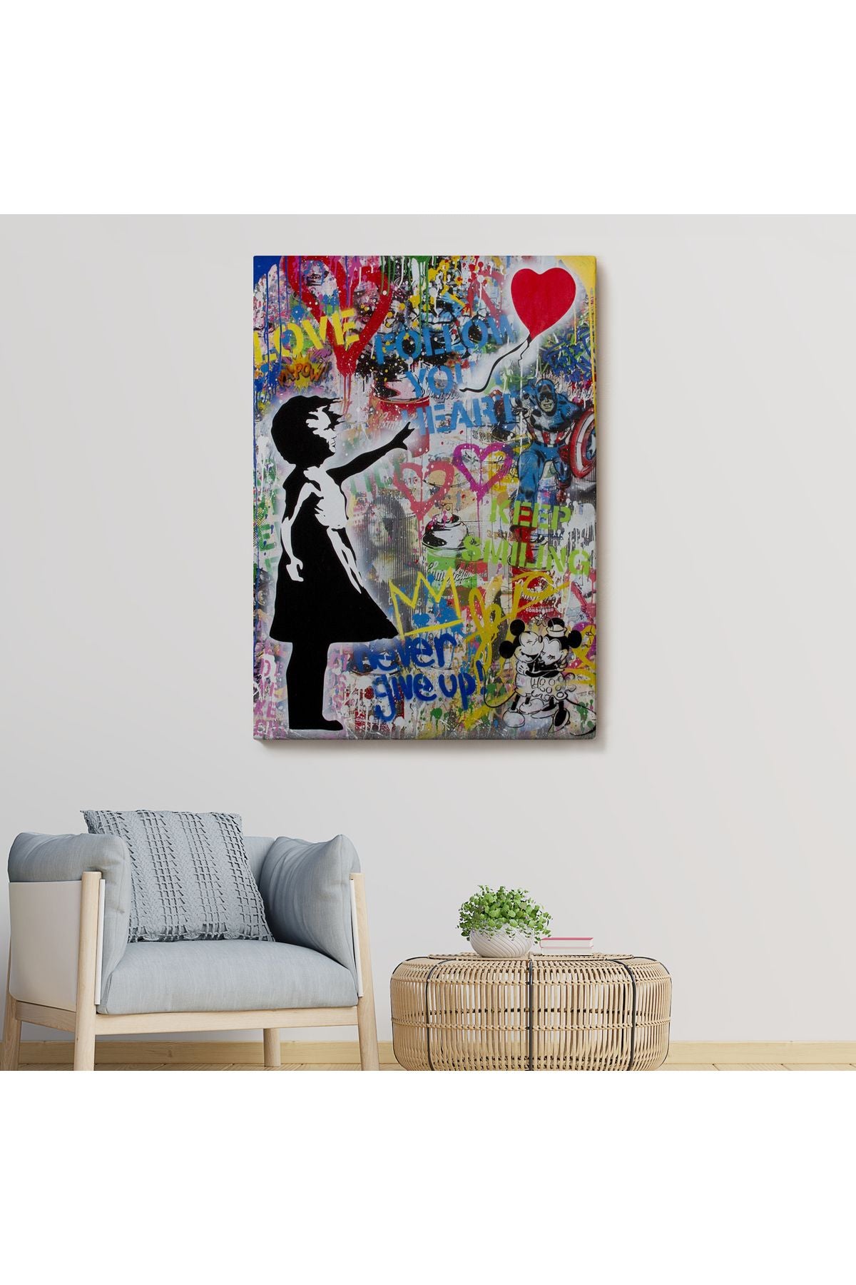 Renkli Balon Kız Sanatı, Banksy Kanvas Tablo-5317