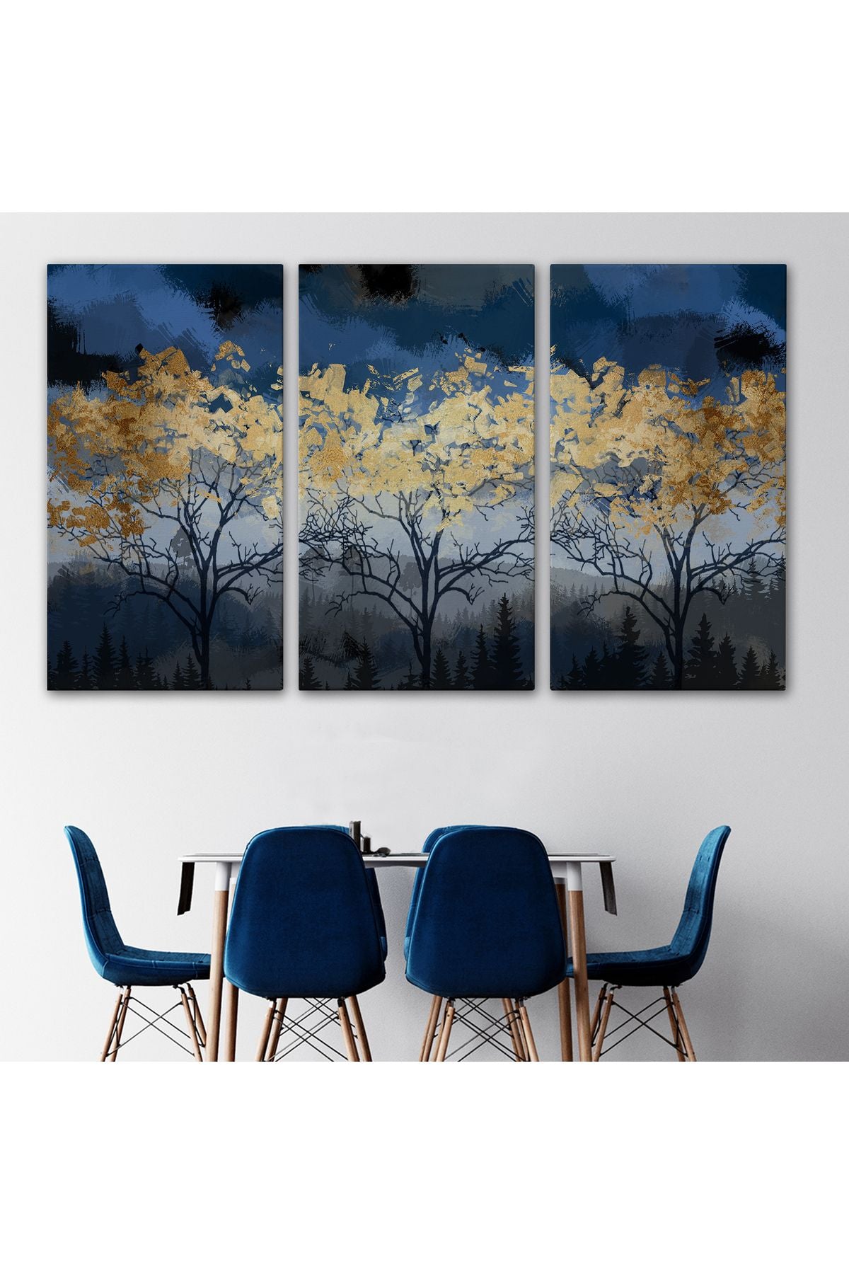 Geceyarısı Orman Manzarazı Yağlıboya Görünüm Dekoratif Tablo-3722