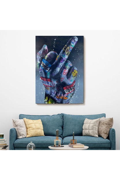 El Hareketi Hip Hop Posteri, Orta Parmak Hareketi Sokak Sanatı, Kanvas Tablo-5315