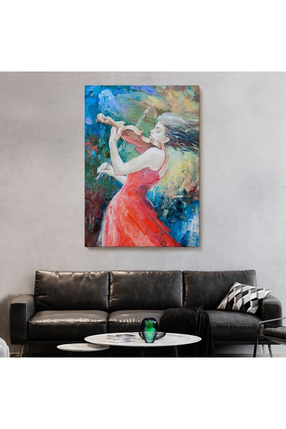 Keman Çalan Müzisyen Kadın Tablosu-5922