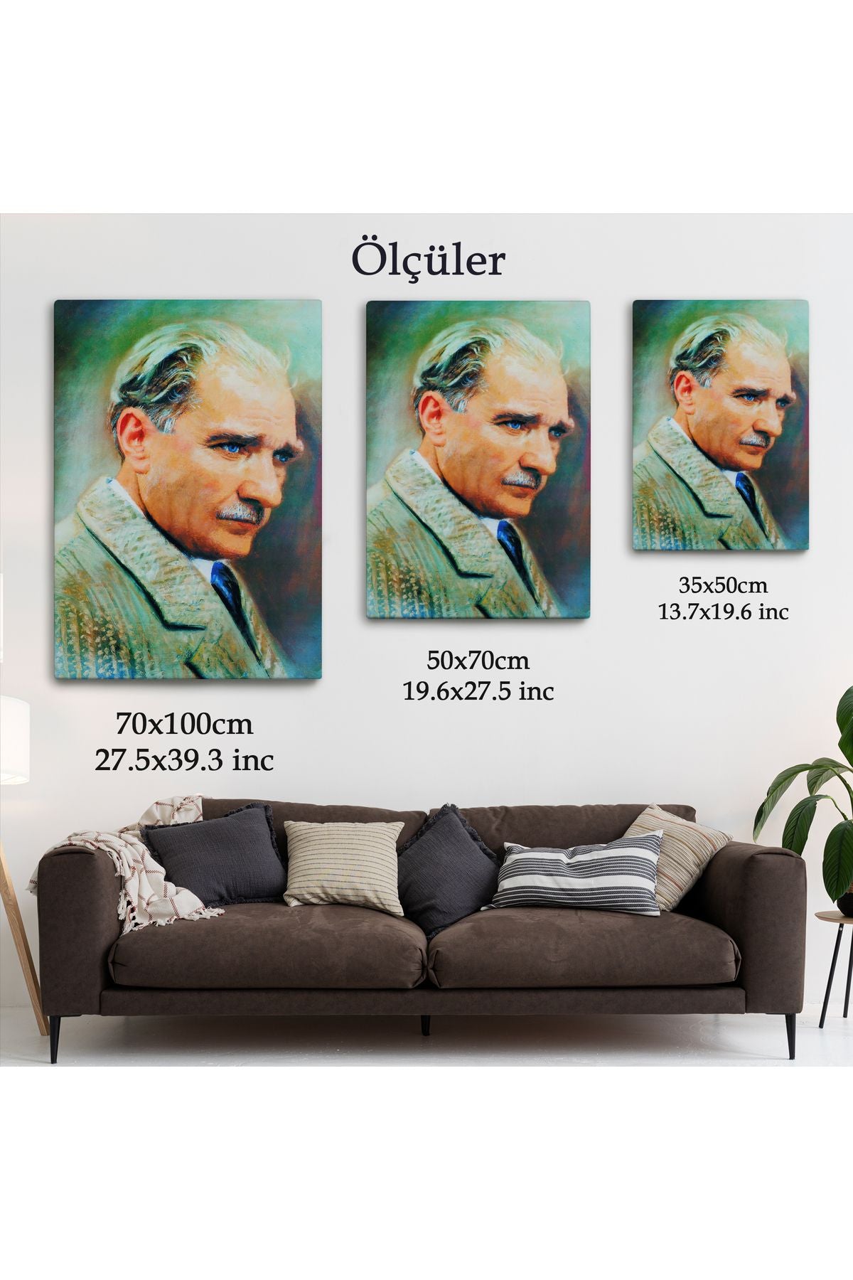 Atatürk Portre Tablosu Mustafa Kemal Atatürk Dikdörtgen Dekoratif Kanvas Tablo-CL-62