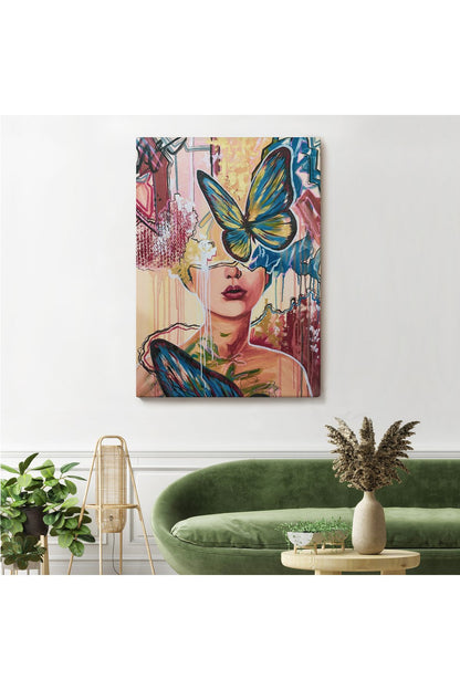 Renlki Sürreal Kadın Portresi Dekoratif Duvar Tablosu-6297