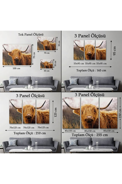 Özel Tasarım, Dekortif BaskıAmerikan Yayla İneği Kanvas Tablo-5156