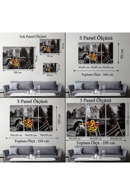 Kanvas Tablo, Duvar Dekoru, Amsterdam Kanalları Bisiklet ve Laleler 6594 BUNGKNV