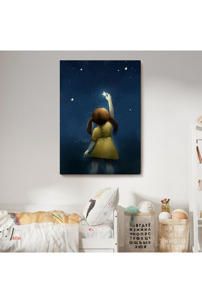 Yıldıza Ulaşan Kız Çocoğu Duvar Tablosu-5994
