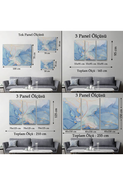 Mürekkep ve Alkol Elementleri ile Mermer Deseni Verilmiş Kanvas Tablo-5044