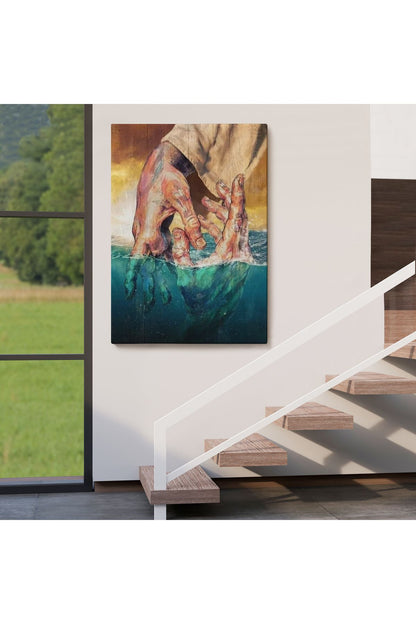 İsa'nın Yardımı Hrıstiyan Hediyesi Dekoratif Duvar Tablosu-6116