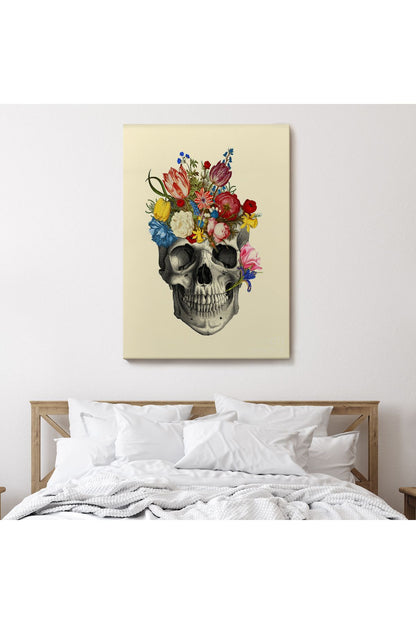Çiçekli Kafatası Madame Memento Kanvas Tablo, Kafatası Ölülerin Günü Kanvas Tablo-5321