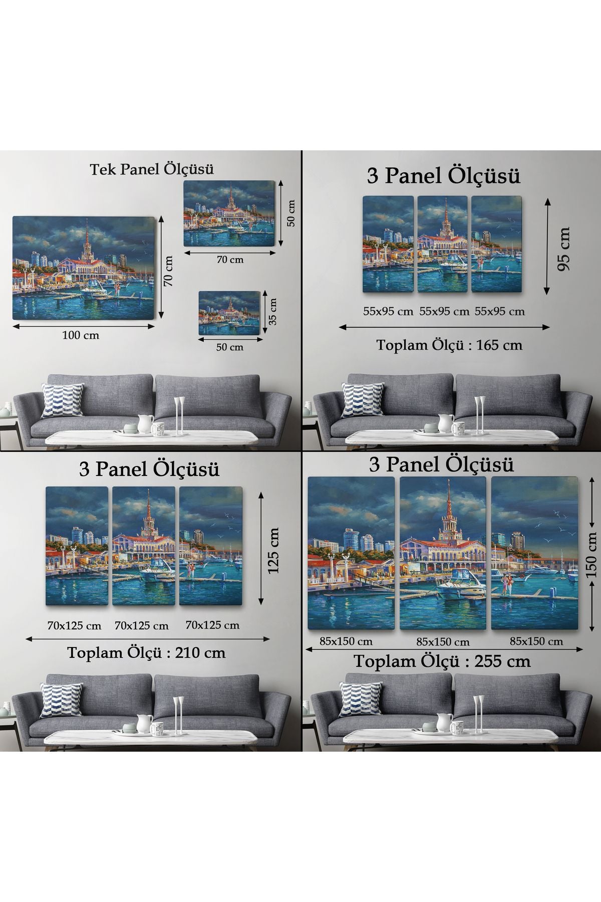 Soçhi Limanı Rusya Yağlıboya Görünüm Dekoratif Kanvas Duvar Tablosu-3604