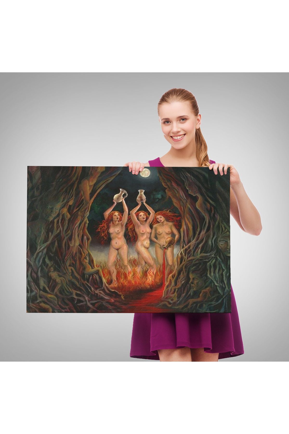 SZ KVS1-Dekoratif Duvar Tablosu-Sürreal Geyik Boynuzlu Kaplumbağa Kanvas Tablo 6560