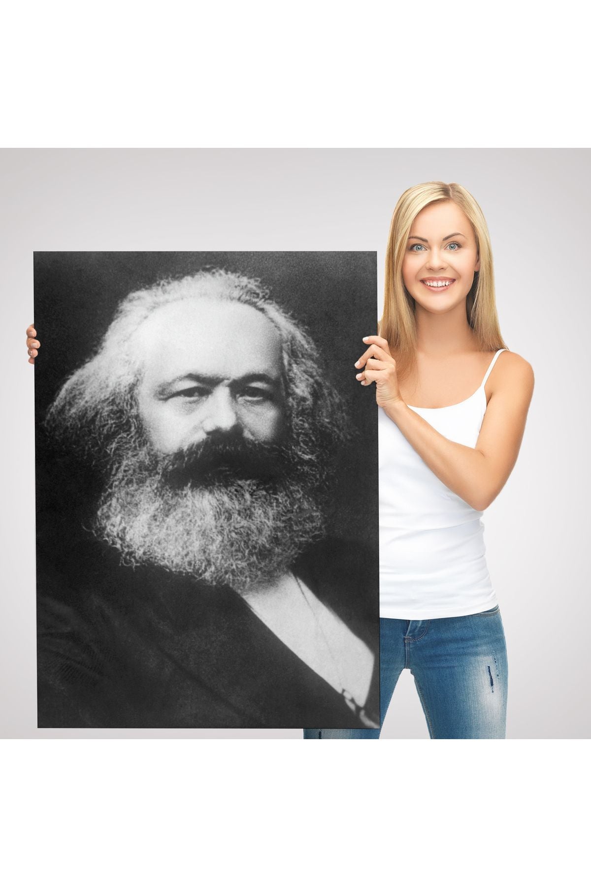 Karl Marx Siyah Beyaz Dekoratif Kanvas Tablo-5964