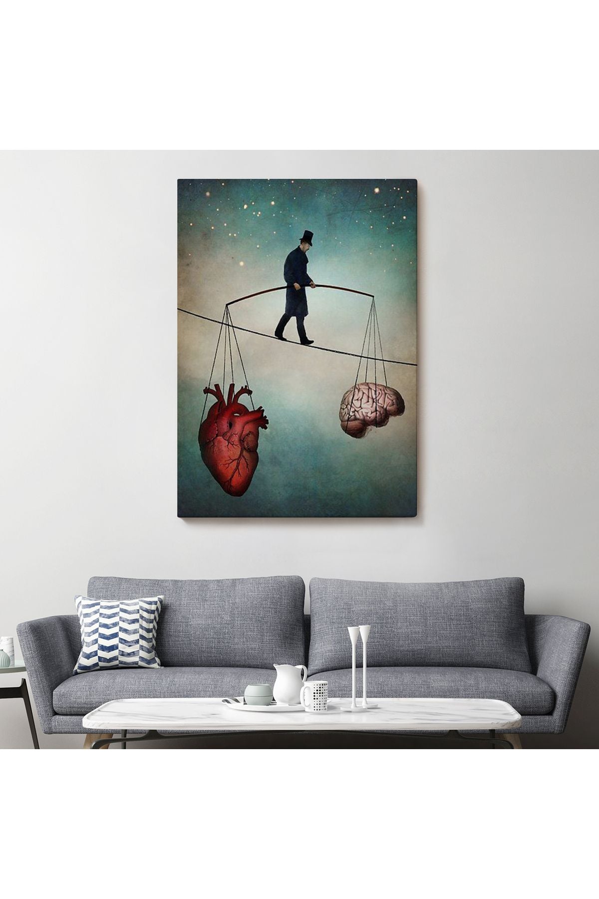 Dekoratif Kanvas Tablo, Duvar Tablosu-Kalp ile Akıl Arasındaki Balans 6363