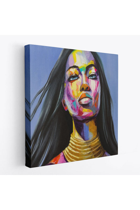 Renkli Kadın Yağlıboya Görünüm Dekoratif Kanvas Duvar Tablosu-5835