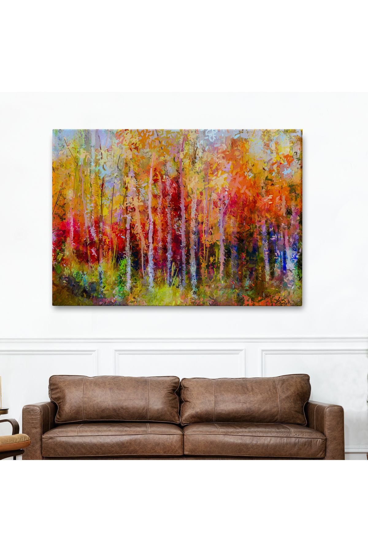 Son Bahar Ağaçları Yağlıboya Görünüm Dekoratif Kanvas Duvar Tablosu-3506