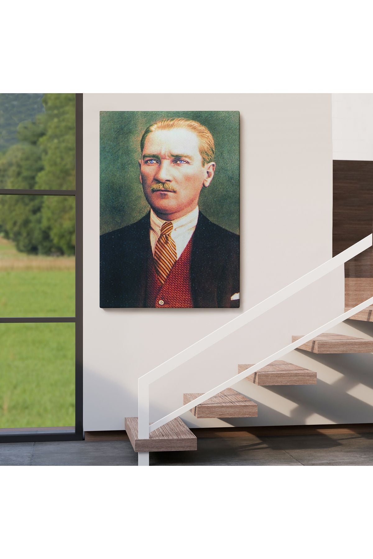 Atatürk Portre Tablosu Mustafa Kemal Atatürk Dikdörtgen Dekoratif Kanvas Tablo-CS-69