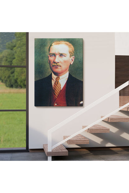 Atatürk Portre Tablosu Mustafa Kemal Atatürk Dikdörtgen Dekoratif Kanvas Tablo-CS-69