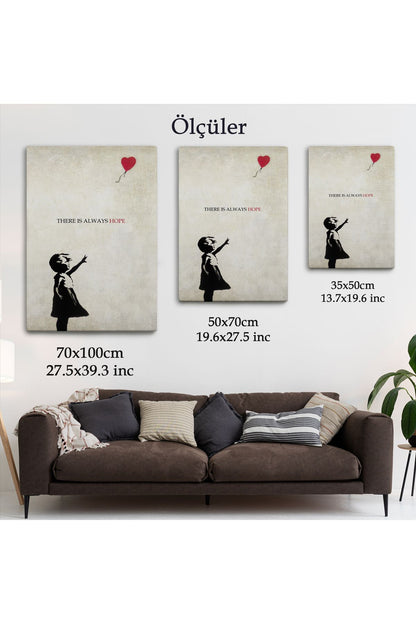 Banksy Kırmızı Balonlu Kız Dekoratif Modern Kanvas Tablo-4962