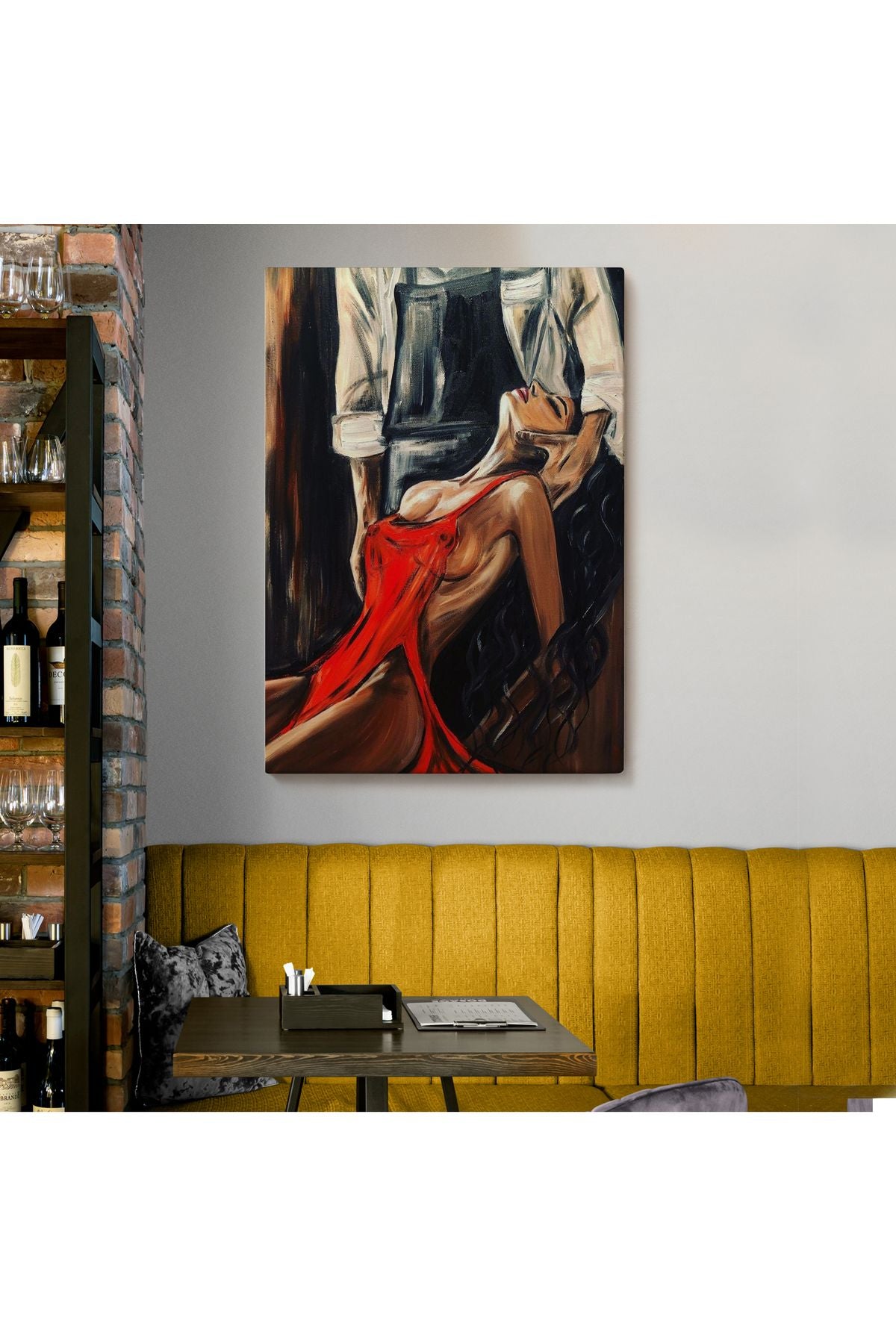 Kırmızı Kıyafetli Sexi Kadın Dekoratif Duvar Tablosu-6106