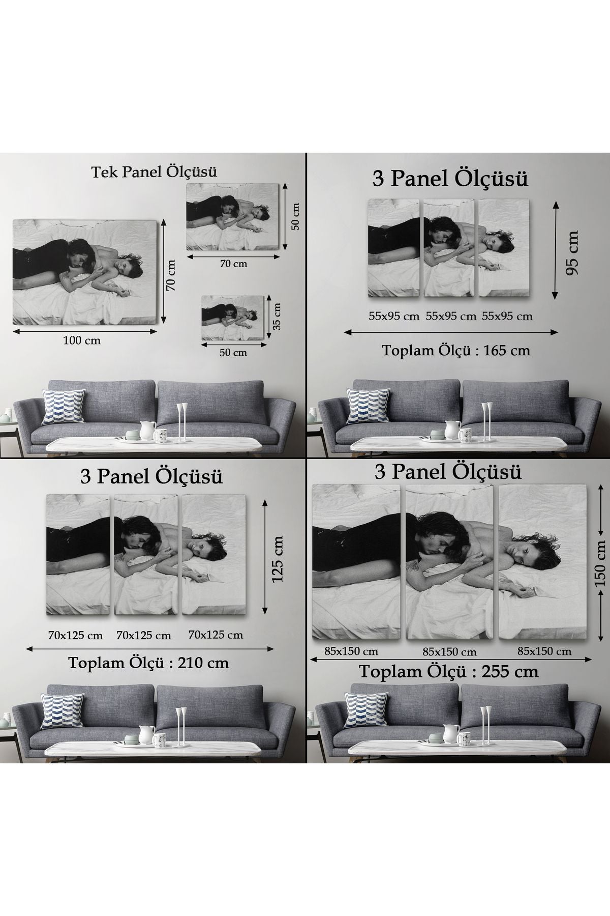 Özel Tasarım, Dekortif  BaskıJohnny Depp ve Kate Moss Duvar Tablosu, Siyah Beyaz-6525