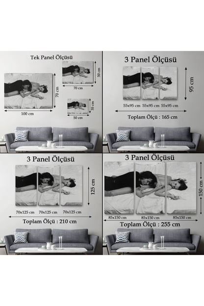 Özel Tasarım, Dekortif  BaskıJohnny Depp ve Kate Moss Duvar Tablosu, Siyah Beyaz-6525