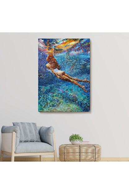 Su Altında Yüzen Kız Duvar Tablosu-6334