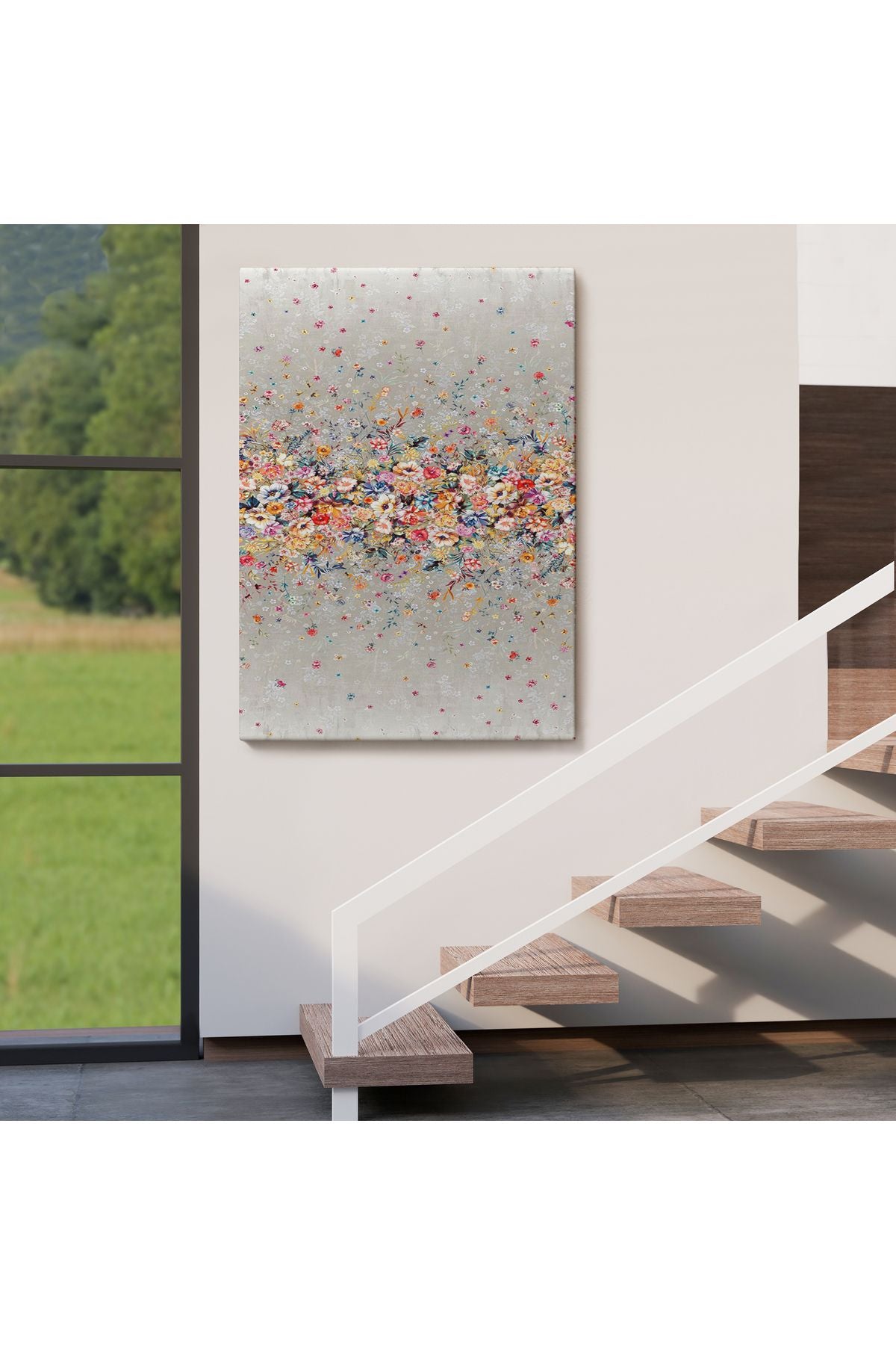 Renkli Çiçekler Duvar Tablosu-6085