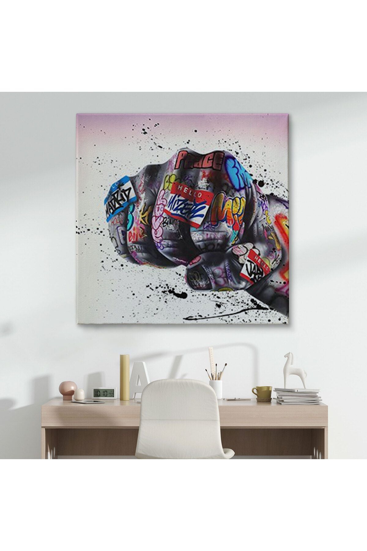 Sokak Graffiti Duvar Sanatı Kanvas Tablo, Banksy Renkli Graffiti Pop Art-5337