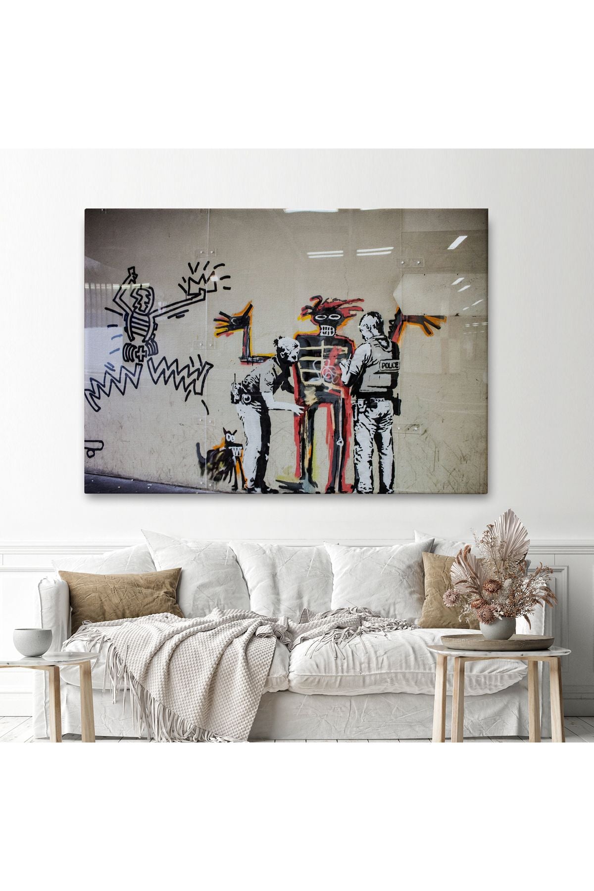 Bansky Grafitiyi Arayan Polisler Kanvas Tablo-5018