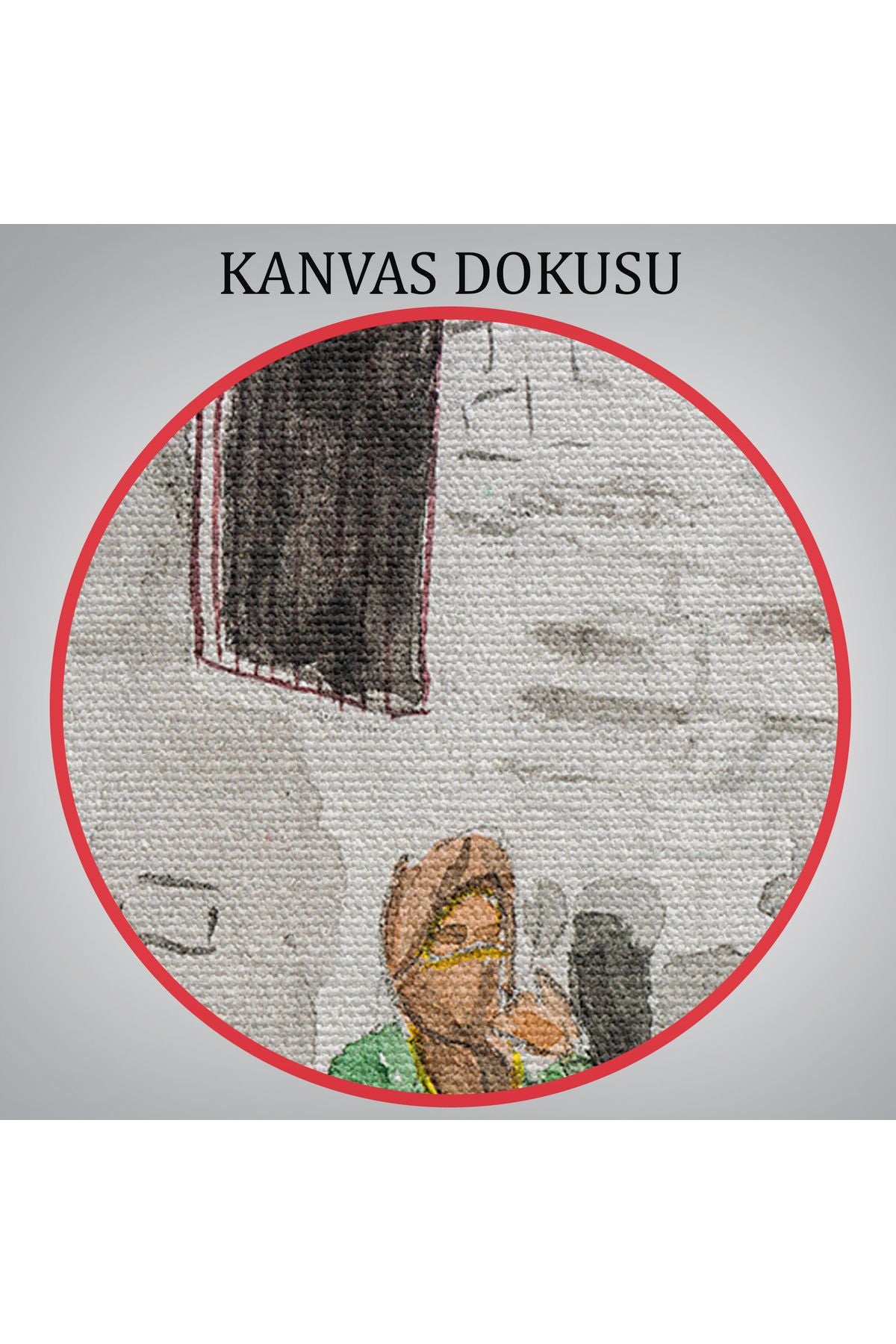 SZ KVS1-Kanvas Tablo-Kapadokya Göremedeki Köy Hayatı Yaşam Suluboya Görünüm  3756